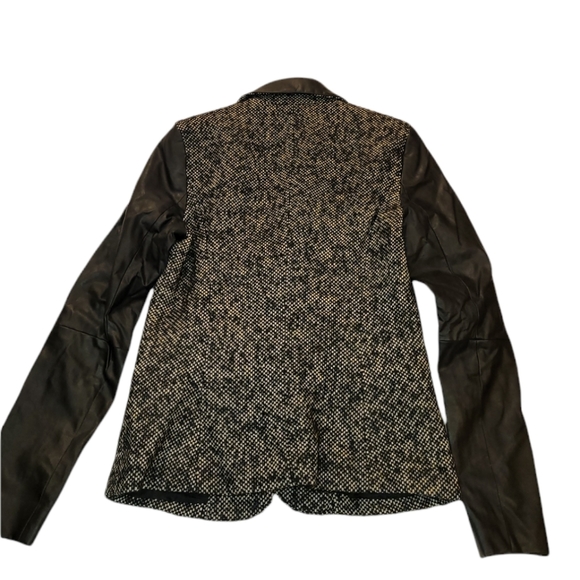 Michael Kors Tweed Wool And Faux Leather Blazer Size 2 - Picture 13 of 16